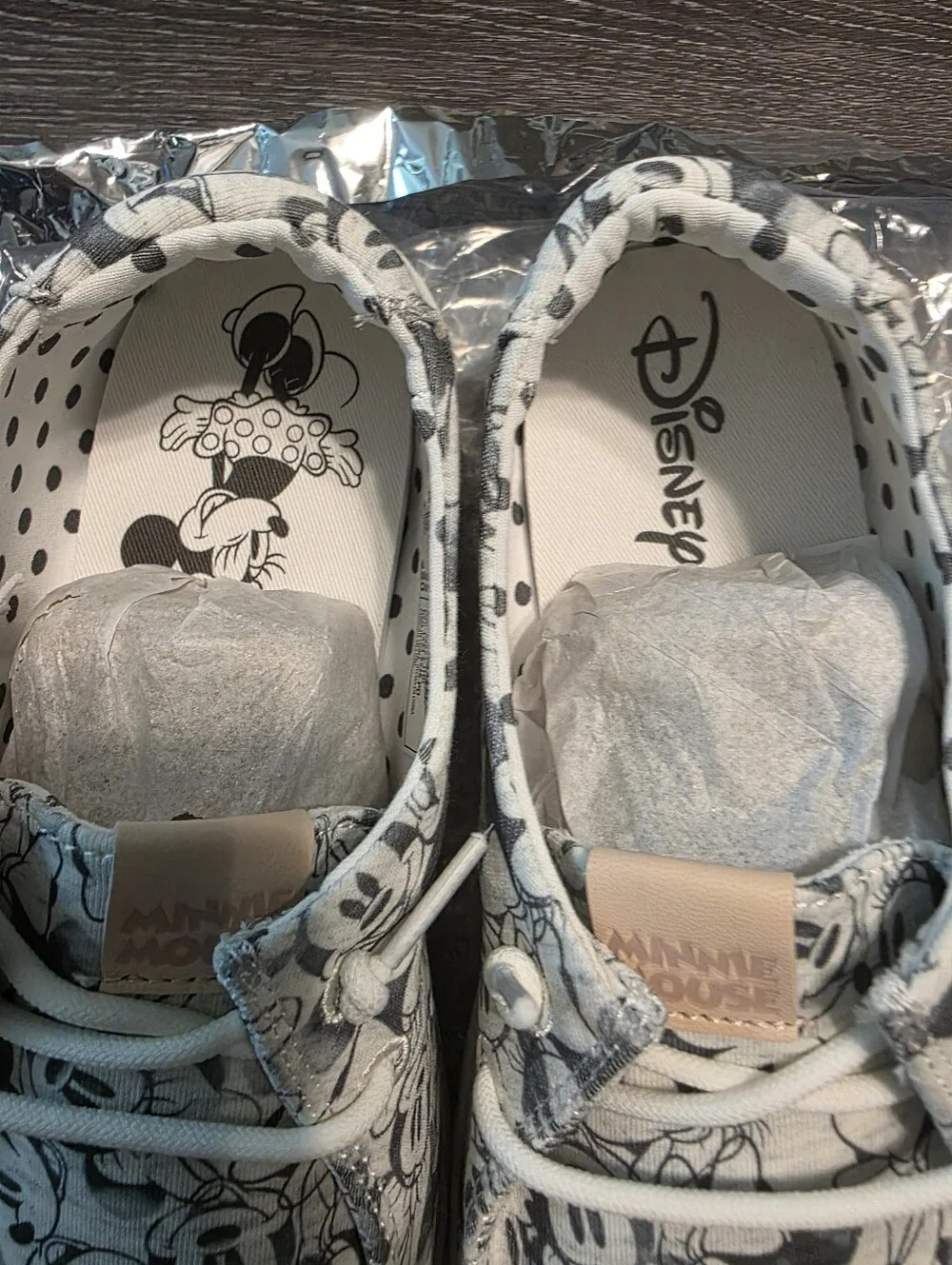 Hey Dude Kids Gray and Cream Mickey Mouse Canvas Slip-Ons